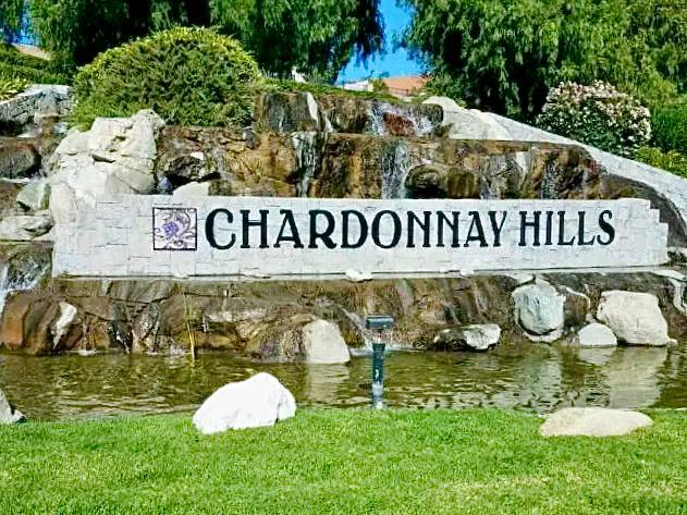 Chardonnay Hills Temecula entrance monument with waterfall