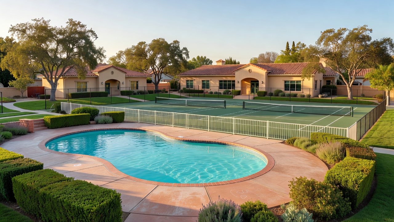 Community pool and courts in the character of Paloma Del Sol Temecula